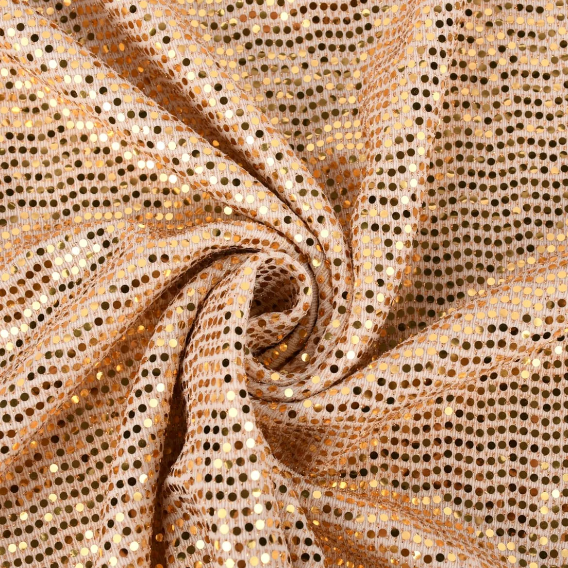 Bekleidungsstoff Stretch Lurex Pailletten Glitzer weiß goldfarbig 1,45m Breite