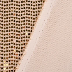 Bekleidungsstoff Stretch Lurex Pailletten Glitzer weiß goldfarbig 1,45m Breite