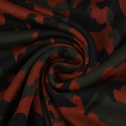Bekleidungsstoff Strickstoff Camouflage schwarz grün rostrot 1,5m Breite