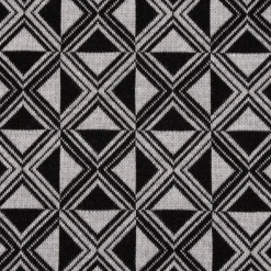 Bekleidungsstoff Viskose Jacquard Dreiecke Rauten hellgrau schwarz 1,45m Breite