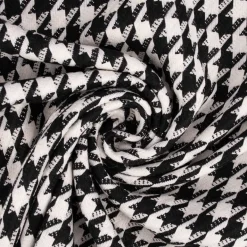 Bekleidungsstoff Viskose Pied de Poule Hahnentritt groß weiß schwarz 1,45m Breite