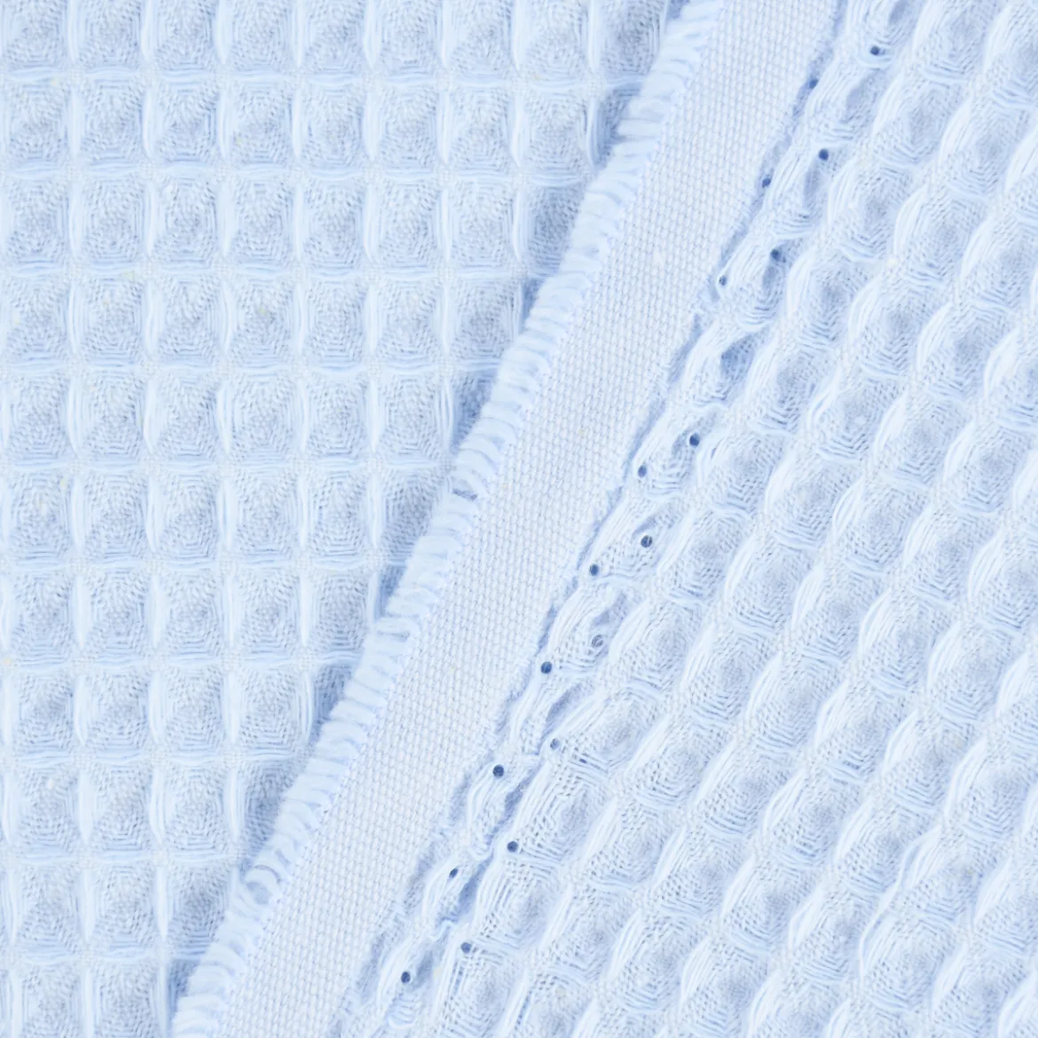 Bekleidungsstoff Waffelpique Baumwolle uni hellblau 1,50m Breite