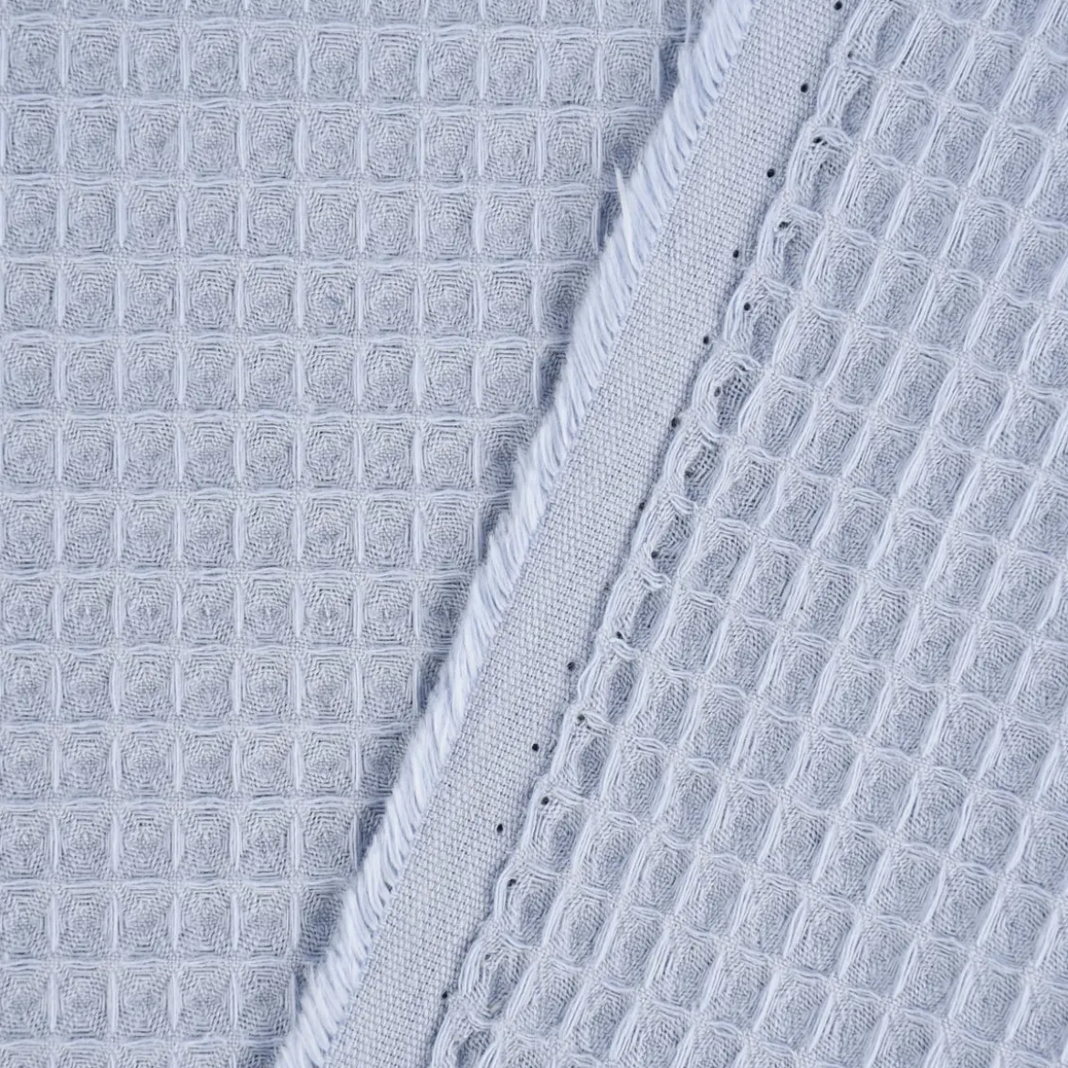 Bekleidungsstoff Waffelpique Baumwolle uni dusty blau 1,50m Breite
