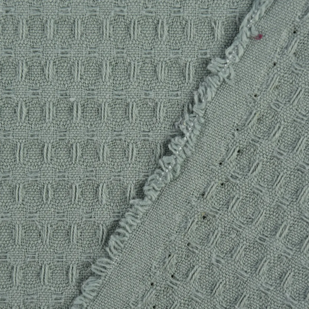Bekleidungsstoff Waffelpique Baumwolle uni dunkel mint 1,45m Breite