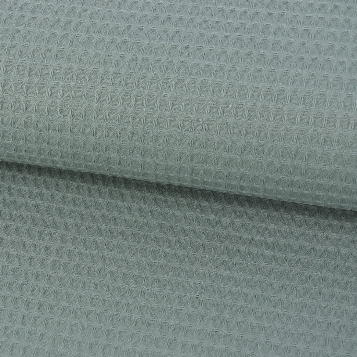 Bekleidungsstoff Waffelpique Baumwolle uni dunkel mint 1,45m Breite