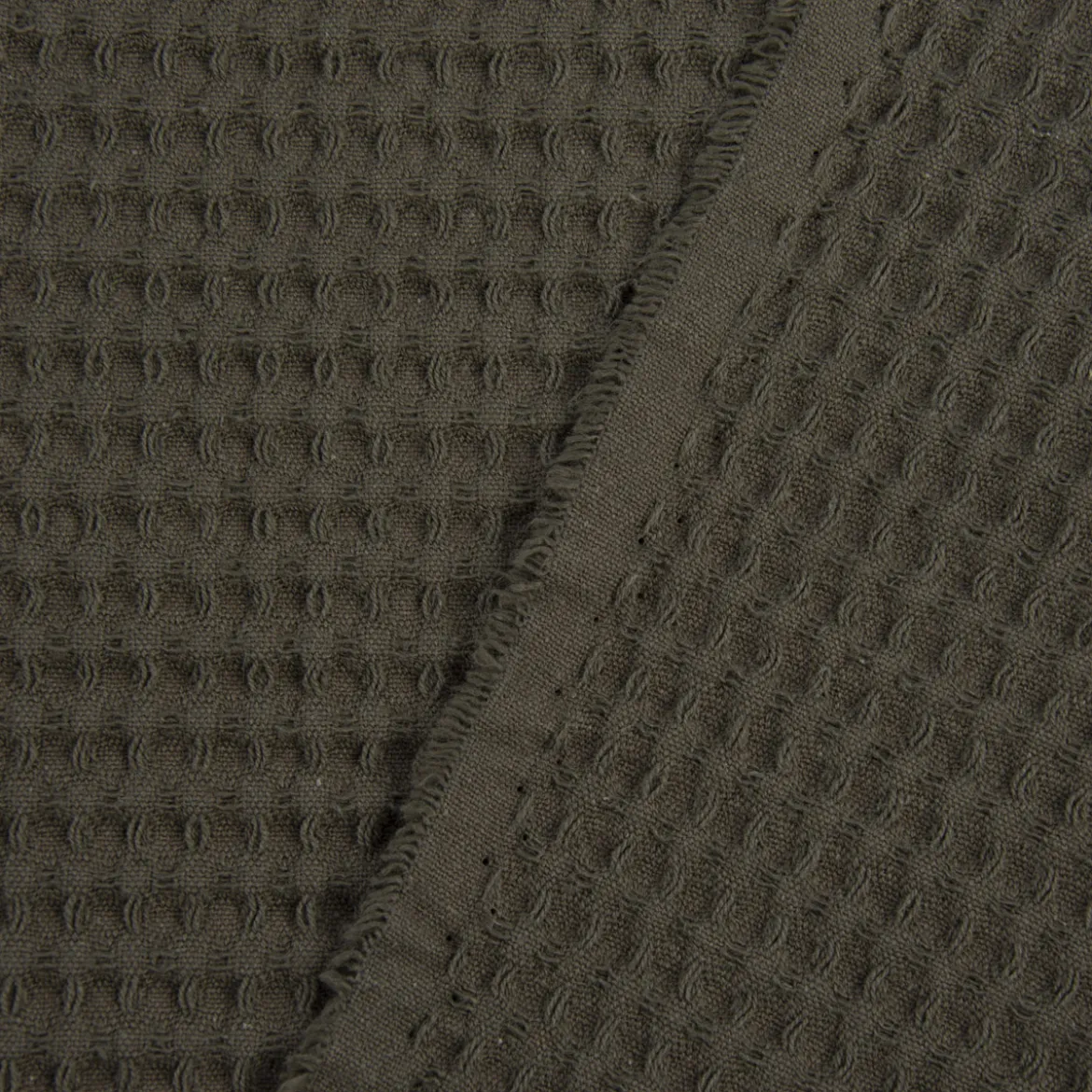 Bekleidungsstoff Waffelpique Baumwolle uni khaki 1,45m Breite