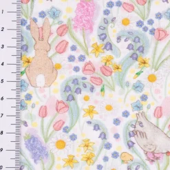 Belle & Boo Bio Baumwollstoff Popeline Spring Chickens weiß 1,46m Breite