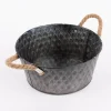 Übertopf mit Musterprägung und Henkeln Zink silberfarbig natur 25x11cm