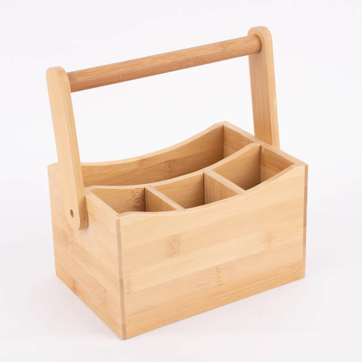 Besteckhalter mit Griff 4 Fächer Bambus natur 14x20,5x23cm