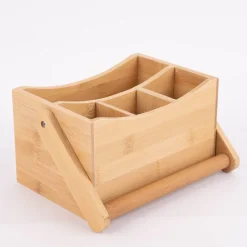 Besteckhalter mit Griff 4 Fächer Bambus natur 14x20,5x23cm