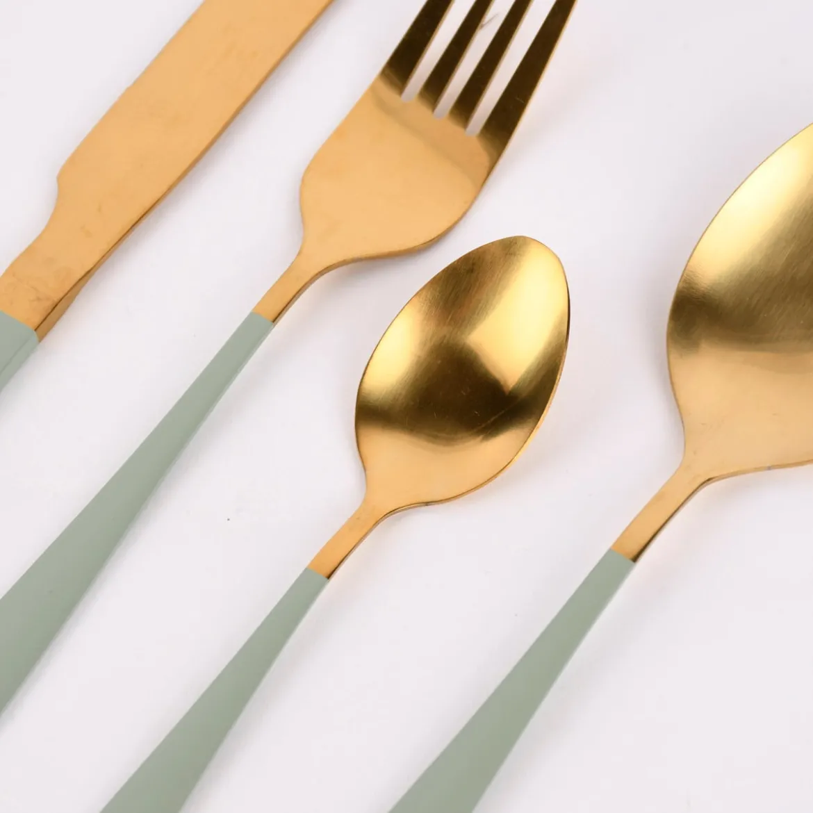 Besteck-Set Pastell Duo goldfarbig lachs mint oder grau goldfarbig 16teilig