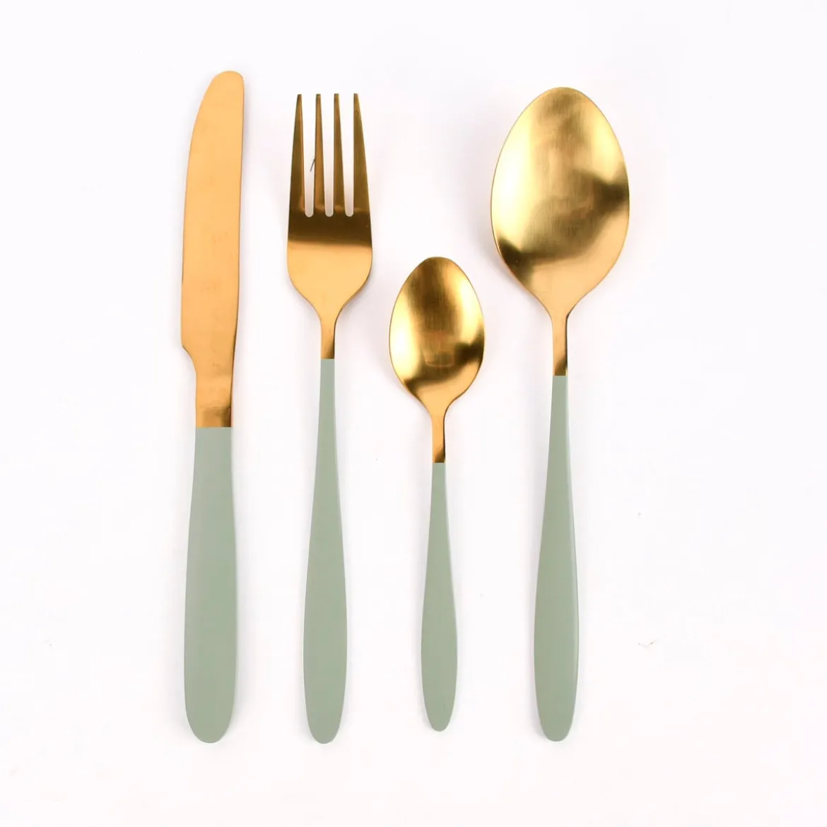 Besteck-Set Pastell Duo goldfarbig lachs mint oder grau goldfarbig 16teilig