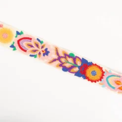 Bestickte Blumenborte Boho ecru bunt 5cm Breite