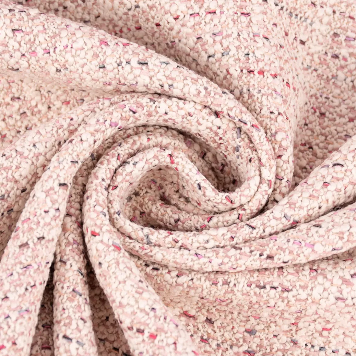 Bezugsstoff Möbelstoff Polsterstoff Zircon Boucle-Optik Struktur beige rosa 1,4m Breite