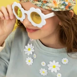 Bügelmotiv Set Gänseblümchen Blume 10 Stück weiß gelb verschiedene Größen