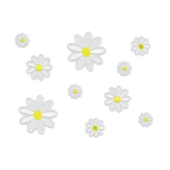 Bügelmotiv Set Gänseblümchen Blume 10 Stück weiß gelb verschiedene Größen