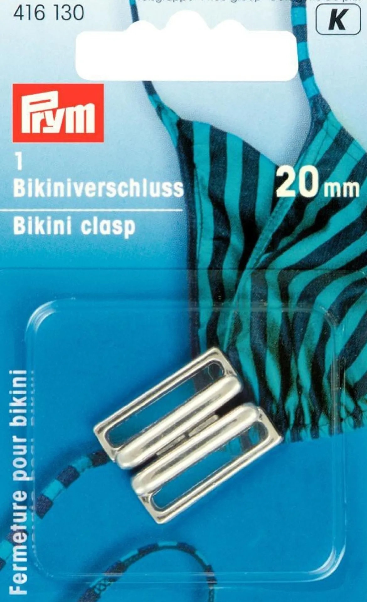 Bikiniverschluss Metall silberfarbig 20 mm