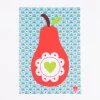 Bild Birne Herz Blume Retro Papier blau rot weiß A4 30x21cm