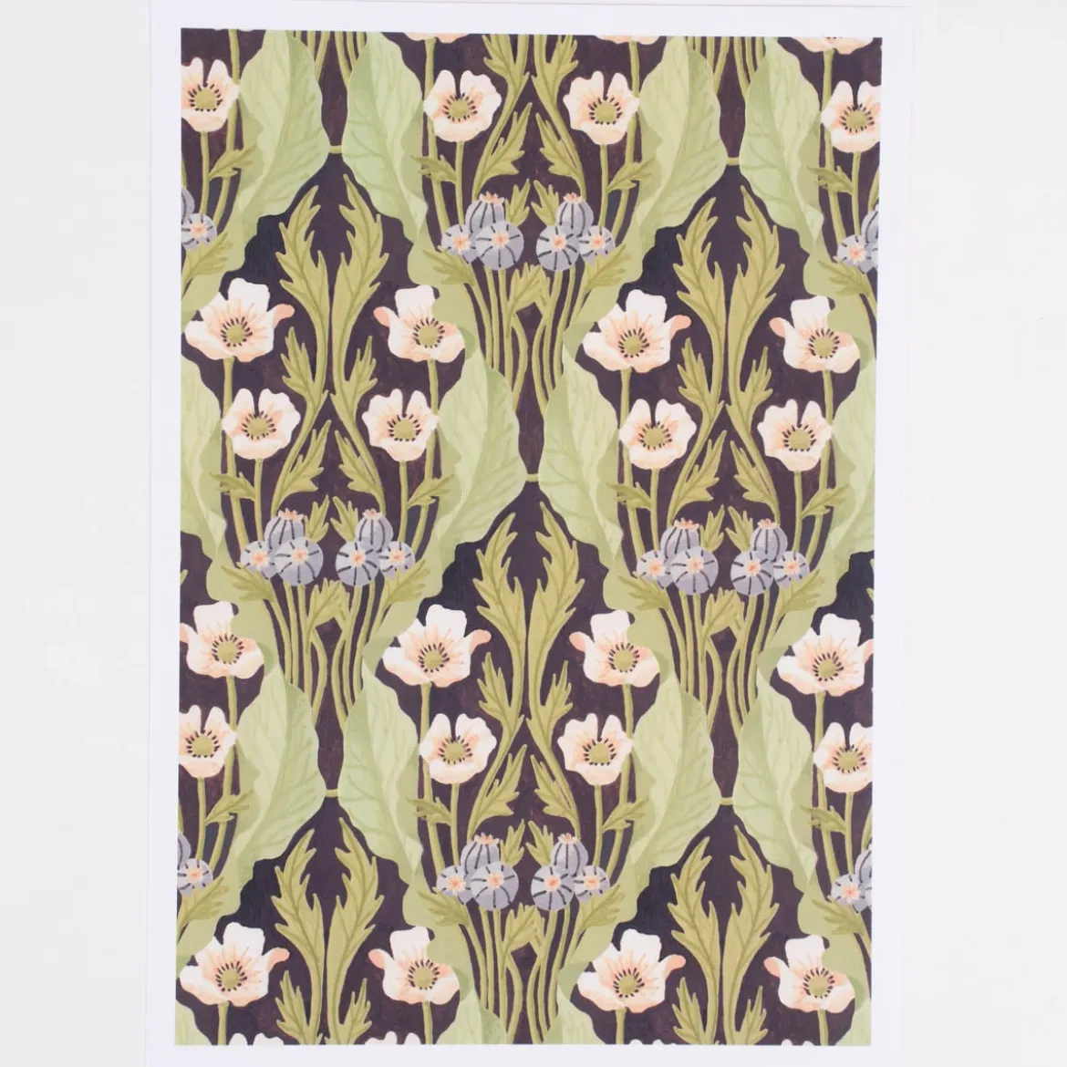 Bild Blumenwiese Papier schwarz grün rosa blau A4 30x21cm