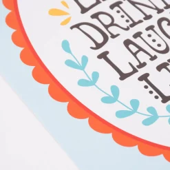 Bild Eat Drink Laugh Live Retro Papier hellblau bunt A4 30x21cm