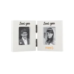 Bilderrahmen Doppel mini Holz LOVE YOU weiß goldfarbig 11,5x6,5cm