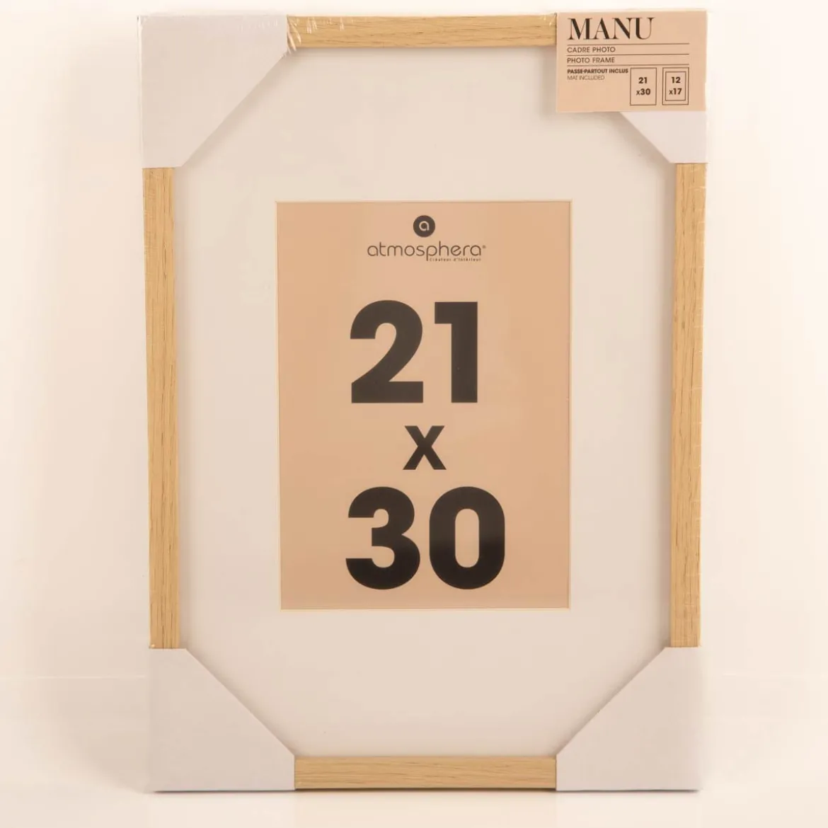 Bilderrahmen Holz Glas mit Passepartout 30x21cm