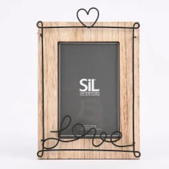 Bilderrahmen Love Holz Draht natur schwarz 15x22,5cm