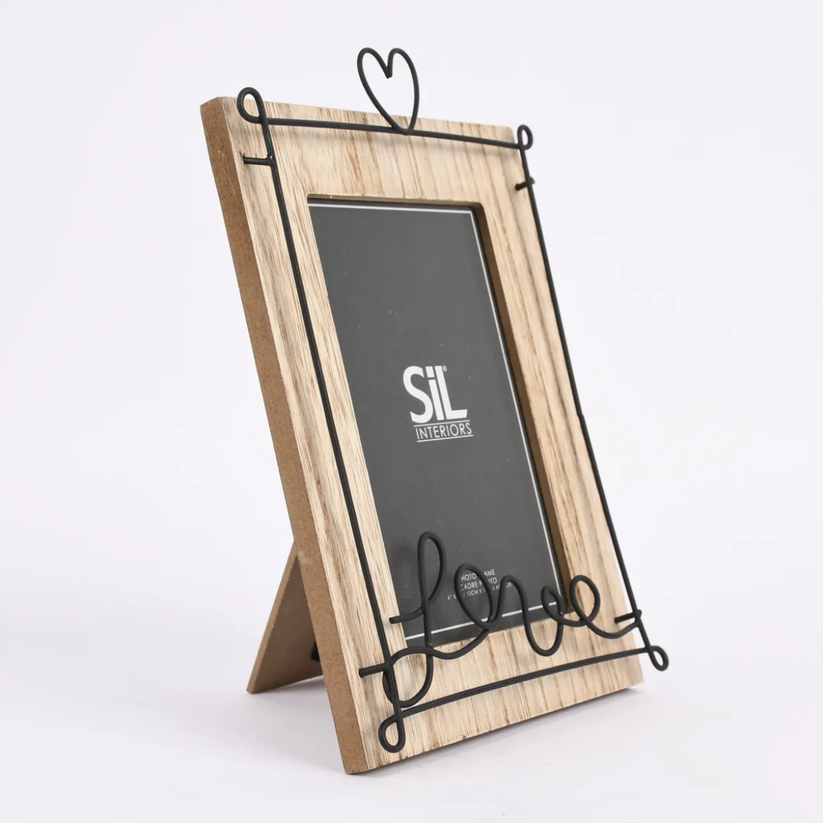 Bilderrahmen Love Holz Draht natur schwarz 15x22,5cm