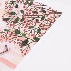 Bild Fahrrad Zweige Beeren Papier rosa braun grau A4 30x21cm