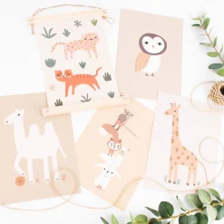 Bild Giraffe Papier beige braun grün A4 30x21cm