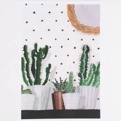 Bild Kakteen Spiegel Punkte Papier weiß grün schwarz A4 30x21cm