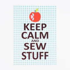 Bild Keep Calm kariert Apfel Retro Papier weiß blau braun A4 30x21cm