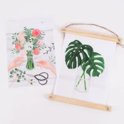 Bild Pflanze Monstera Blätter Papier weiß grün A4 30x21cm