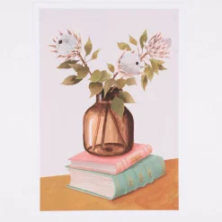 Bild Protea Blumen Bücher Papier bunt A4 30x21cm