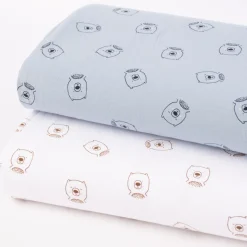 Bio Baumwolljersey Jerseystoff Organic Bear Bärchen weiß 1,50m Breite