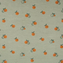 Bio Baumwolljersey Jerseystoff Organic Fruit Orangen dark mint grün 1,50m Breite