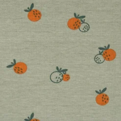 Bio Baumwolljersey Jerseystoff Organic Fruit Orangen dark mint grün 1,50m Breite