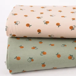 Bio Baumwolljersey Jerseystoff Organic Fruit Orangen dark mint grün 1,50m Breite