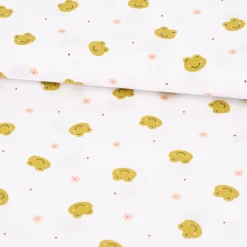 Bio Baumwollstoff Popeline Organic Kinderstoff Frogs Frösche weiß grün 1,50m Breite