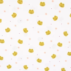 Bio Baumwollstoff Popeline Organic Kinderstoff Frogs Frösche weiß grün 1,50m Breite