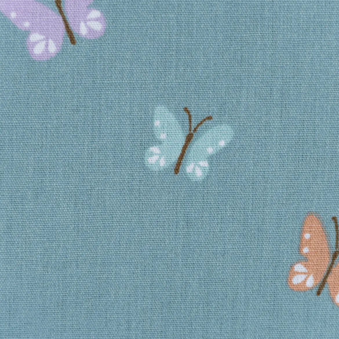 Bio Baumwollstoff Popeline Organic Kinderstoff Schmetterlinge blau 1,4m Breite
