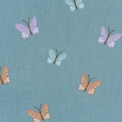 Bio Baumwollstoff Popeline Organic Kinderstoff Schmetterlinge blau 1,4m Breite