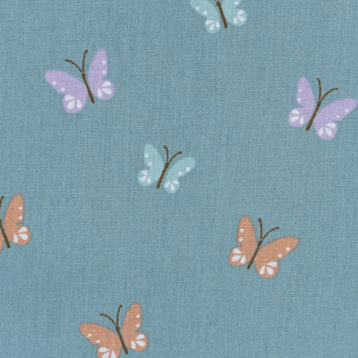 Bio Baumwollstoff Popeline Organic Kinderstoff Schmetterlinge blau 1,4m Breite