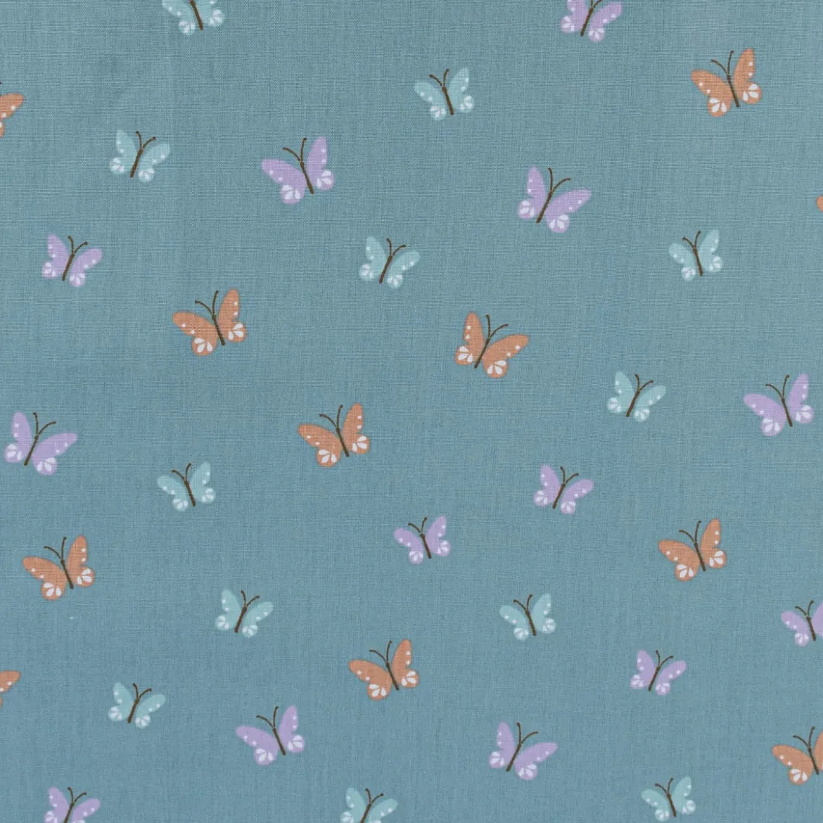 Bio Baumwollstoff Popeline Organic Kinderstoff Schmetterlinge blau 1,4m Breite