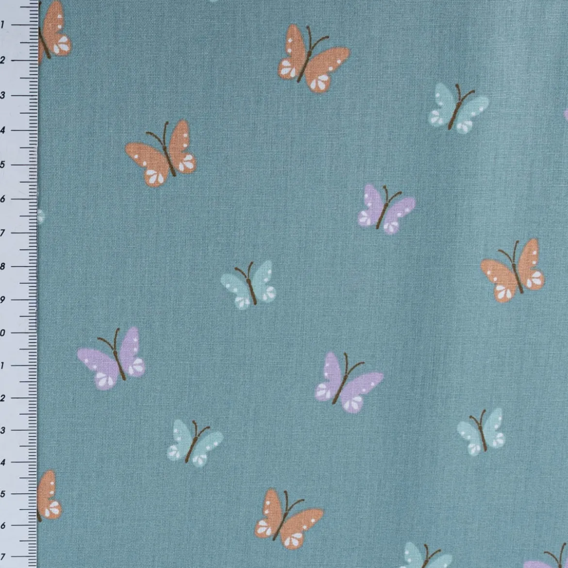 Bio Baumwollstoff Popeline Organic Kinderstoff Schmetterlinge blau 1,4m Breite