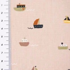Bio Baumwollstoff Popeline Organic Kinderstoff Boats Schiffchen sand 1,4m Breite