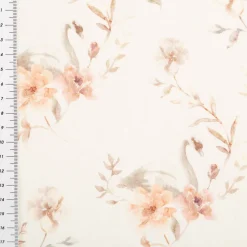 Bio French Terry Baumwollstoff Schwäne Blumen wollweiß rosa 145cm