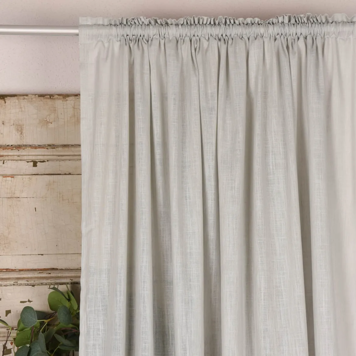 Bio Gardine halbtransparenter Vorhangschal aus Bio Baumwolle Leinenstruktur hellgrau 140x245cm