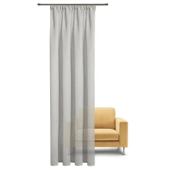 Bio Gardine halbtransparenter Vorhangschal aus Bio Baumwolle Leinenstruktur hellgrau 140x245cm