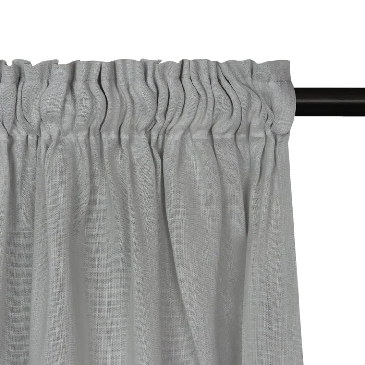 Bio Gardine halbtransparenter Vorhangschal aus Bio Baumwolle Leinenstruktur hellgrau 140x245cm